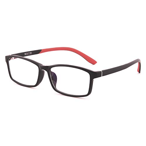 Free Shipping Offer Mind Bridge Big Kids & Teens Blue Light Blocking Computer Glasses Gaming Glasses - Anti Harmful Blue Light, UV, Glare | Protection Eyewear for Children Digital Screen Time & Technology 1063 Black Red