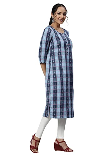 Image of Aurelia Women's Cotton Blend Regular Fit Geometric Print Kurta