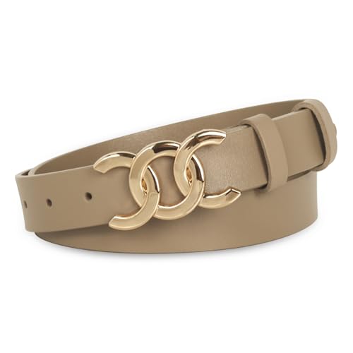 Image of Aurolran Women's Leather Belt with Buckle - Ideal for Dresses, Jeans, and Coats