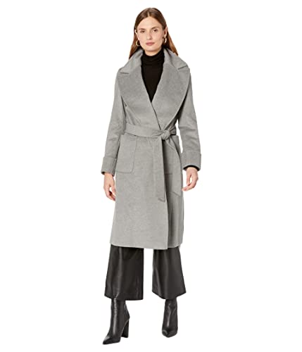 Lauren Ralph Lauren Cashmere Blend Wrap Coat Light Heather Grey 16 #TOP24