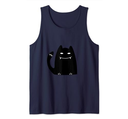 Vampire Cat Halloween Shirt, Cute Black Cat Spooky Vintage Canotta