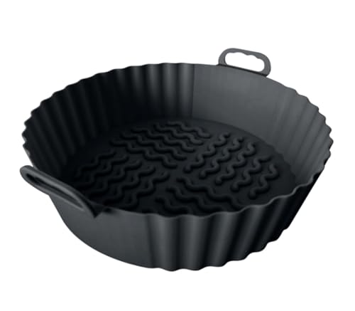 Molde de silicona Air Fryer, negro Air Frieder Accesorios,Moldes para Freidora de Aire Reutilizable Plano Airfryer Accesorio para Freidora de Aire Caliente, Microondas