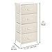 mDesign Tall Dresser Storage Tower Stand with 4 Removable Fabric Drawers - Steel Frame, Wood Top Organizer for Bedroom, Entryway, Closet - Jane Collection - Cream/White