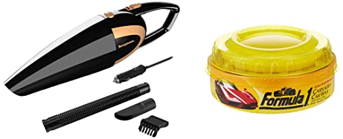 Formula 1 615026 Carnauba Paste Wax (230 g) & Bergmann Stunner Car Vacuum Cleaner with Stainless Steel HEPA Filter (Black)