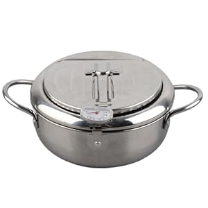 Tempura-friteuse, mini roestvrijstalen friteuse, temperatuurgecontroleerd huishouden in Japanse stijl, geschikt voor inductiekookplaat(20 cm)