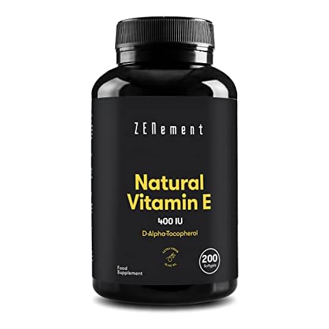 Natural Vitamin E - 400 IU, (D-Alpha-Tocopherol), 200 Softgels | with Organic Extra Virgin Olive Oil | Antioxidant and Anti-Aging | Zenement Cover