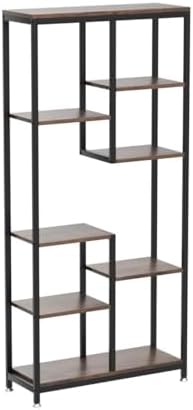 Tribesigns Industrial Bookshelf Bookcase, 6-Tier Open Bookcase Book Shelves Free Standing Shelving Display Storage Unit for Living Room, Home Office (Brown & Black)