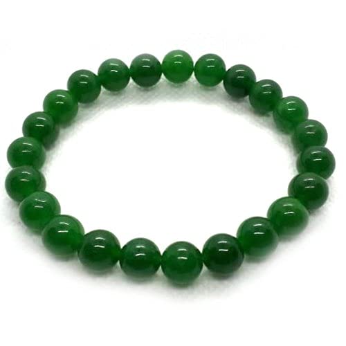 ART ATTENTION Natural Gemstone Beaded Bracelet, Round Beads, Strecthy Bracelet, Semi Precious Stone, Healing Crystal (Green jade)