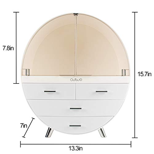 Image of Elegant Dustproof Makeup Storage Organizer Box, Waterproof Large Cosmetics Organizer Storage with Drawers Skincare Cosmetic Display Cases for Countertop Bathroom Dresser Dedroom
