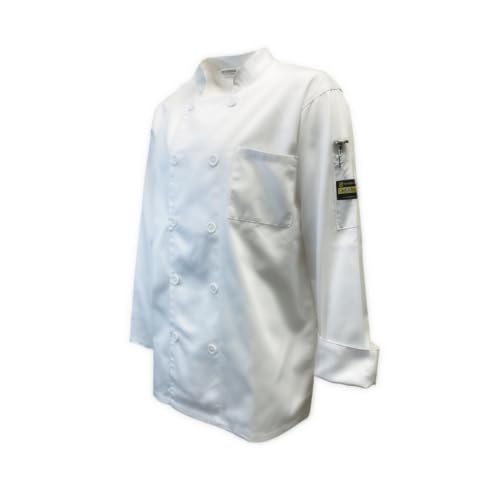 FSE CJ605WH2XL Chef Regalia Relaxed Fit, Long Sleeve, French Cuffs Chef Jackets. 2X-Large, 65/35 Poly/Cotton, White