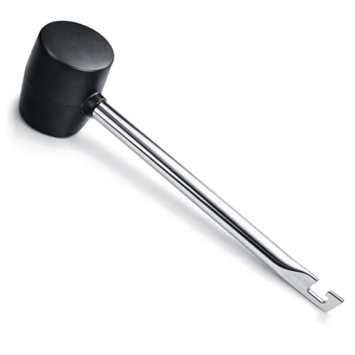 com-four Gummihammer mit Heringsauszieher 440 g - Schonhammer mit Metallschaft - Hering-Hammer für Camping und Handwerk - gedämpfter Sanft-Schlaghammer (01 Stück - mit Haken-Griff)