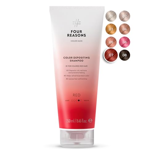 FOUR REASONS Hair Color Shampoo, Red (8 Colors) - Red Hair Toner & Color Depositing Shampoo, Semi-Permanent Hair Color Shampoo for Women - Red Toner for Hair, Sulfate Free, Vegan – 8.45 Fl Oz