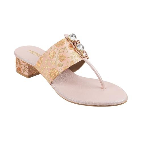 Image of Metro Women Ethnicwear Beaded Block Heel Sandal