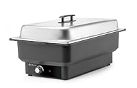 HENDI Chafing Dish Tellano, Speisenwärmer, Buffetwärmer, Wärmebehälter, 9L, 230V/900W, 573x348x(H) 284mm, Edelstahl, Polypropylen, Schwarz
