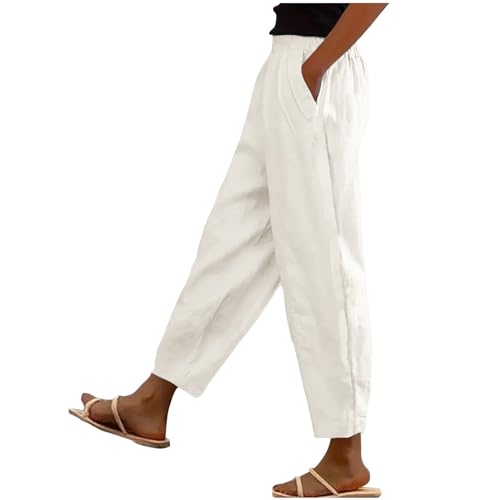 TOFOTL Pantalon Jogging Femme Lot Ventre Plat Cigarette Resserré Cheville Confort D'Elephant Legging Blanc Femme Fitness Leger Vichy D'Été Halloween Léger Ventes Flash du Jour Blanc M