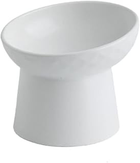 e-smile ペット食器 陶器 フードボウル 可愛い ペットフードボール エサ入れ 餌入れ セラミック (ホワイト)