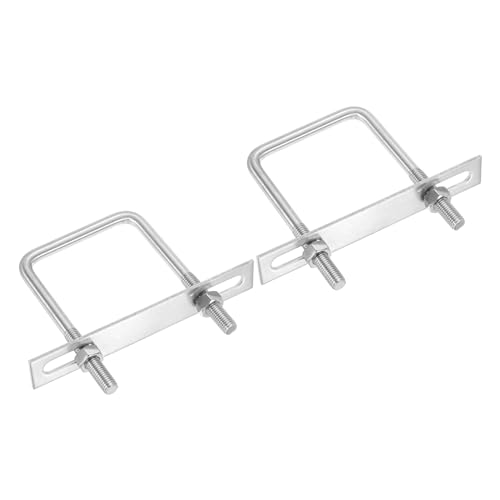 Image of PATIKIL M10x75x120mm Square U-Bolts Kit, 2Set 304 Stainless Steel Square U Shaped Bolts Replacement Parts with Frame Plates and Nuts for Ski Board Sailboat Trailer