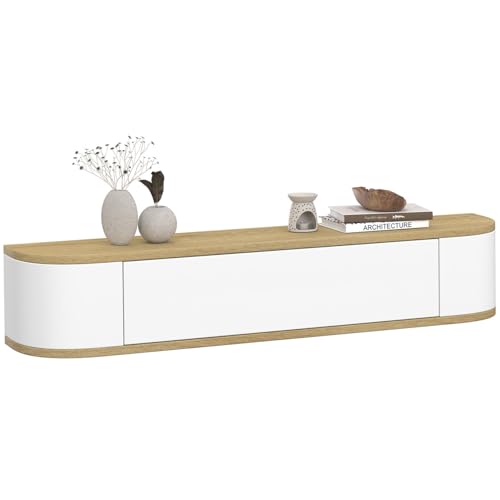 IDMarket - Etagère Murale Console d'entrée Leora 1 Porte Blanc et Effet Bois
