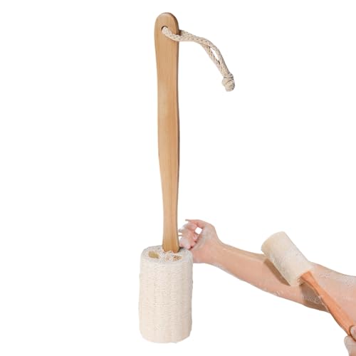 Cepillo para espalda de – Depurador de ducha de 15 pulgadas | Cepillo de baño de madera: exfoliante corporal con mango largo para una limpieza de la piel, un lavado profundo y un almacenami
