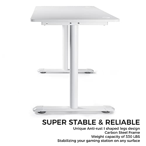 Eureka Ergonomic 60 Inch Large White Gaming Computer Desk, I Shaped Gaming Table Study Writing Laptop Workstation With Free Mouse Pad, Computer Workstation For Home Office Gaming Working,White #TOP7