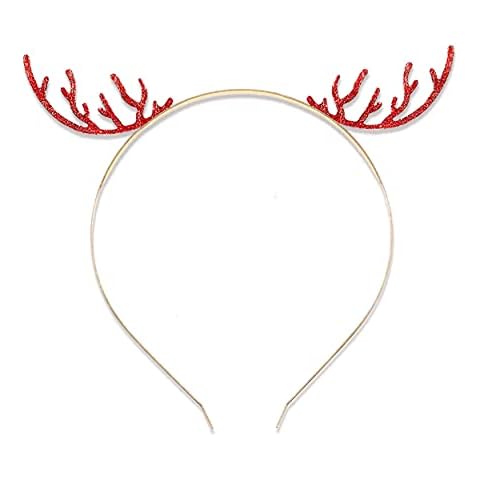 CEALXHENY Christmas Headband for Women Crystal Reindeer Antlers Headbands Hairbands Holiday Party Gifts for Women Girls (E Red Glitter) Cover