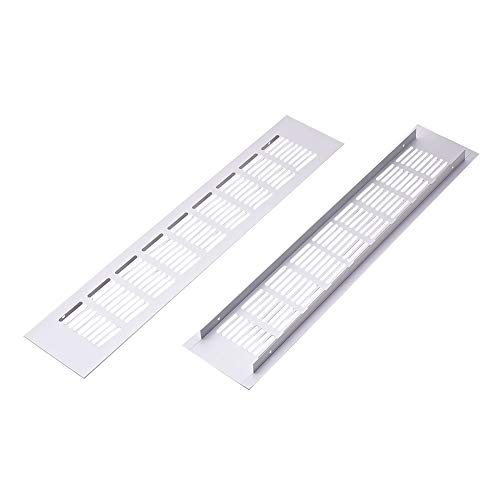 MroMax エアベントカバー ベントホール エアベントホール 換気口 空気ベント 換気グリル 通気口カバー 空気を通し パネル面 ステンレス製丸型ガラリ 戸棚空気ベント 空気循環 屋内換気口 換気装置 長さ400mm 幅80mm 2個入り