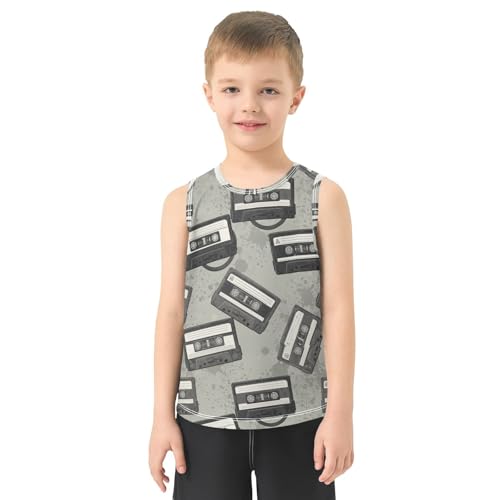 J JOYSAY Vintage Music Tape Gray Boys Tank Top Sleeveless Muscle Shirts Quick Dry Sport Workout Active Kids T-Shirts 3-15T2
