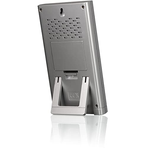 Foto von Bresser Wetterstation Funk mit Außensensor Meteo Temp, Thermometer mit Temperaturanzeige für Innen- und Außen, Wettervorhersage, mit ausklappbarem Standfuß und Wandhalterung, silber