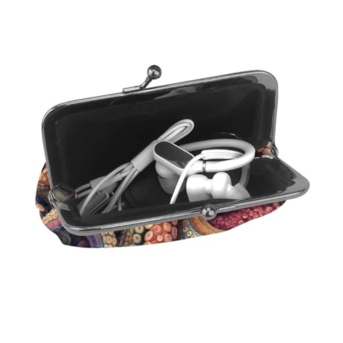 Pu Leather Buckle Coin Purse Colorful-Inkfish-Tentacles Girls Kiss-Lock Change Purse Wallets4