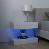 Tidyard Mesita de Noche Pared Flotante con Cajón y luz LED Mesilla de Noche Flotante Baldas Flotantes Mesita Auxiliar para Sofá Dormitorio Sala de Estar aglomerado Blanco 60x35 cm