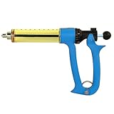 50ML Semi Automatic Livestock Syringe, 5 Gears Dose Accurate Adjustment Cattle Vaccine Gun, Continuous Repeating Luer Lock Veterinary Syringe for Cow Goat Hog Sheep