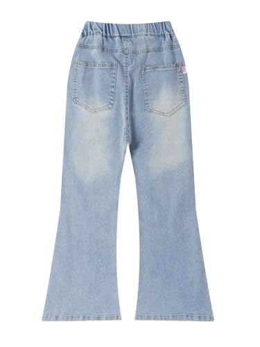 Kids Girls Flare Jeans Bell Bottom Bow Jeans High Waist Cute Y2K Denim Pants3