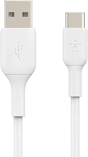 Belkin USB-C to USB-A PVC 6.6 Feet (2 Meter) Fast charging Type C Cable, for iPhone 15 Series and other USB-C Devices, Tough and Durable, 60W PD,…
