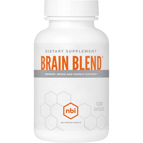 NBI Brain Blend for Memory, Focus, Concentration, Cognitive Function for Men & Women | Caffeine-Free with ALCAR, Alpha Lipoic Acid, Huperzine A, Turmeric | Nootropic | 120ct Capsules