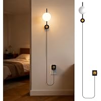JandCase 3000K Round Milky Night Light with 1.5m Braided Cord
