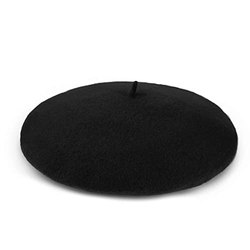 Wool Beret Hat French Beret Cap Winter Artist Painter Hat Solid Color For Women (1 Black) #TOP3