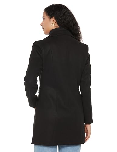 Image of Qube By Fort Collins Women's Semi-Long Tweed Coat with Knitted Finish - Elegant Winter Outerwear for Casual and Formal Looks