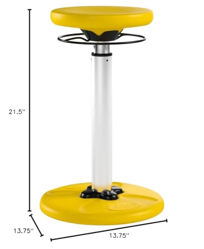 Image of Kore Kids Adjustable Wobble Stool, Ages 8-14, 16.5-24in Tall, Yellow | Flexible seating for classroom and home boosts focus, improves posture and channels energy; anti-tip base; Made in USA