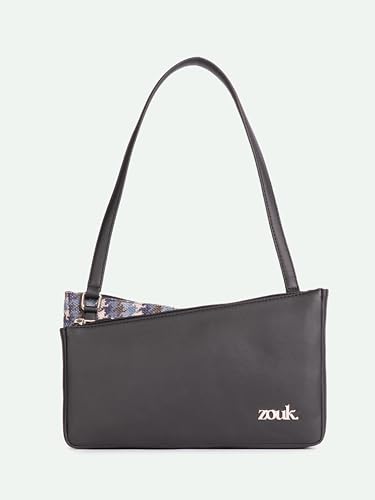 Image of ZOUK Kiya Small Shoulder Bag for Women - Dual-Sided Shoulder Bag with Criss-Cross Design| Handcrafted Purse with Dual Zipper Compartments & Water-Resistant Lining |
