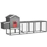 Dimensions totales : 300 x 66 x 116 cm (L x l x h). Dimensions de la maison principale : 60 x 60 x 75,5 cm (L x l x h). Convient pour 3 à 6 poules. Assemblage requis