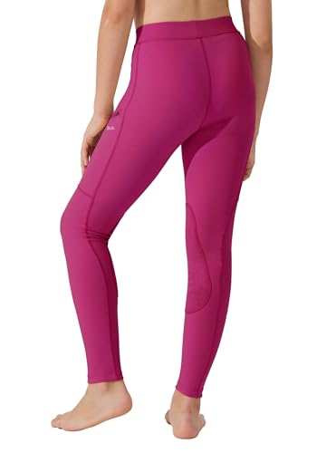Image of Willit Girls Horse Riding Pants Tights Kids Equestrian Breeches Knee-Patch Youth Schooling Tights Zipper Pockets