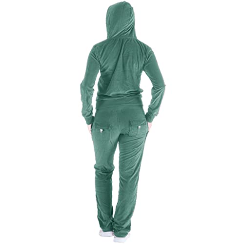 Image of Velour Tracksuit Womens 2 Pieces Joggers Outfits Jogging Sweatsuits Set Soft Sports Sweat Suits Pants