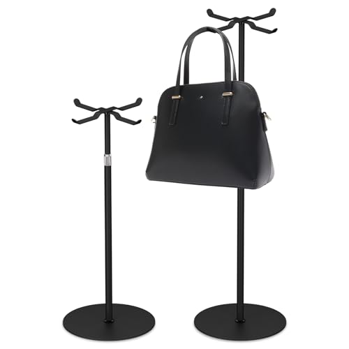 Mordx Lot de 2 supports de présentation pour sacs à main, support de sac en métal, support réglable, convient pour la maison ou le magasin, pour sac, chapeau, portefeuille (noir)