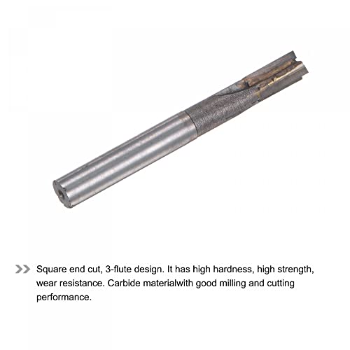 Image of uxcell Square Nose End Mill, 8mm Cutting Dia Tungsten Carbide Tip 3 Straight Flutes Milling Cutter with 8mm Straight Shank