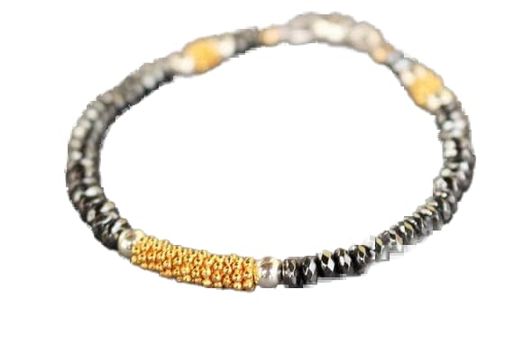 Bracelet hématite 4mm LKBEADS avec fermoir argenté pour style unisexe LCBR-3466