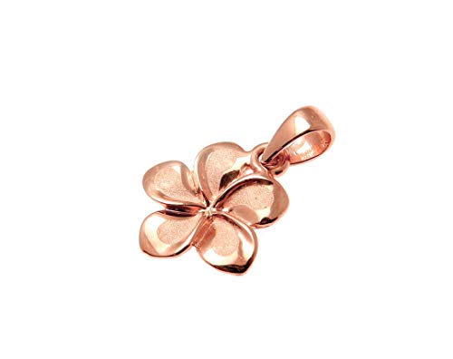 Arthur's Jewelry 14k solid pink rose gold Hawaiian plumeria fancy flower 9mm charm pendant2