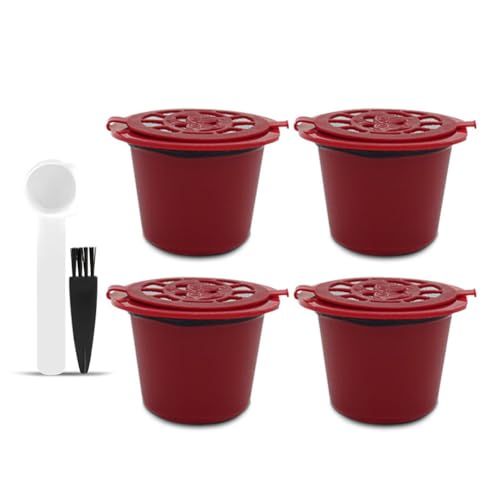 Violiica Cápsula de café recargable para máquinas Nespresso OriginalLine, paquete de 3 cápsulas reutilizables con cuchara y cepillo, polipropileno sin BPA, 37 x 29 x 23,7 mm