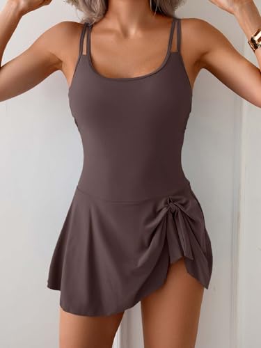 Image of Eomenie One Piece Swimdress Swimsuits for Women Tummy Control Swim Dresses Skirt Bathing Suit