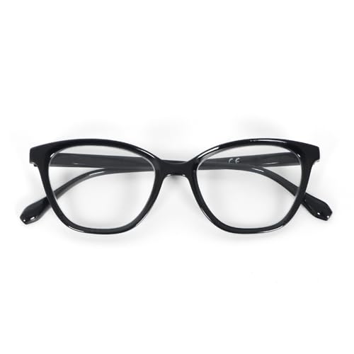 MMOWW Gafas de Lectura para Mujeres Elegante Montura Ojos de Gato Gafas de Bloqueo a Luz Azul Bisagras de Muelle (Negro, +2.5)