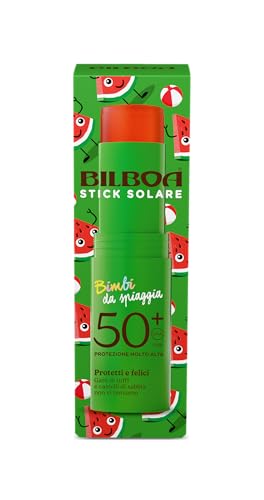 Bilboa, Bimbi Da Spiaggia Stick Solare Spf 50+ Per Bambini, Protezione Solare Per Zone Sensibili Con Profumo Di Anguria, Non Unge, Resistente All’Acqua, Sotto Controllo Dermopediatrico, 10 Ml - 3